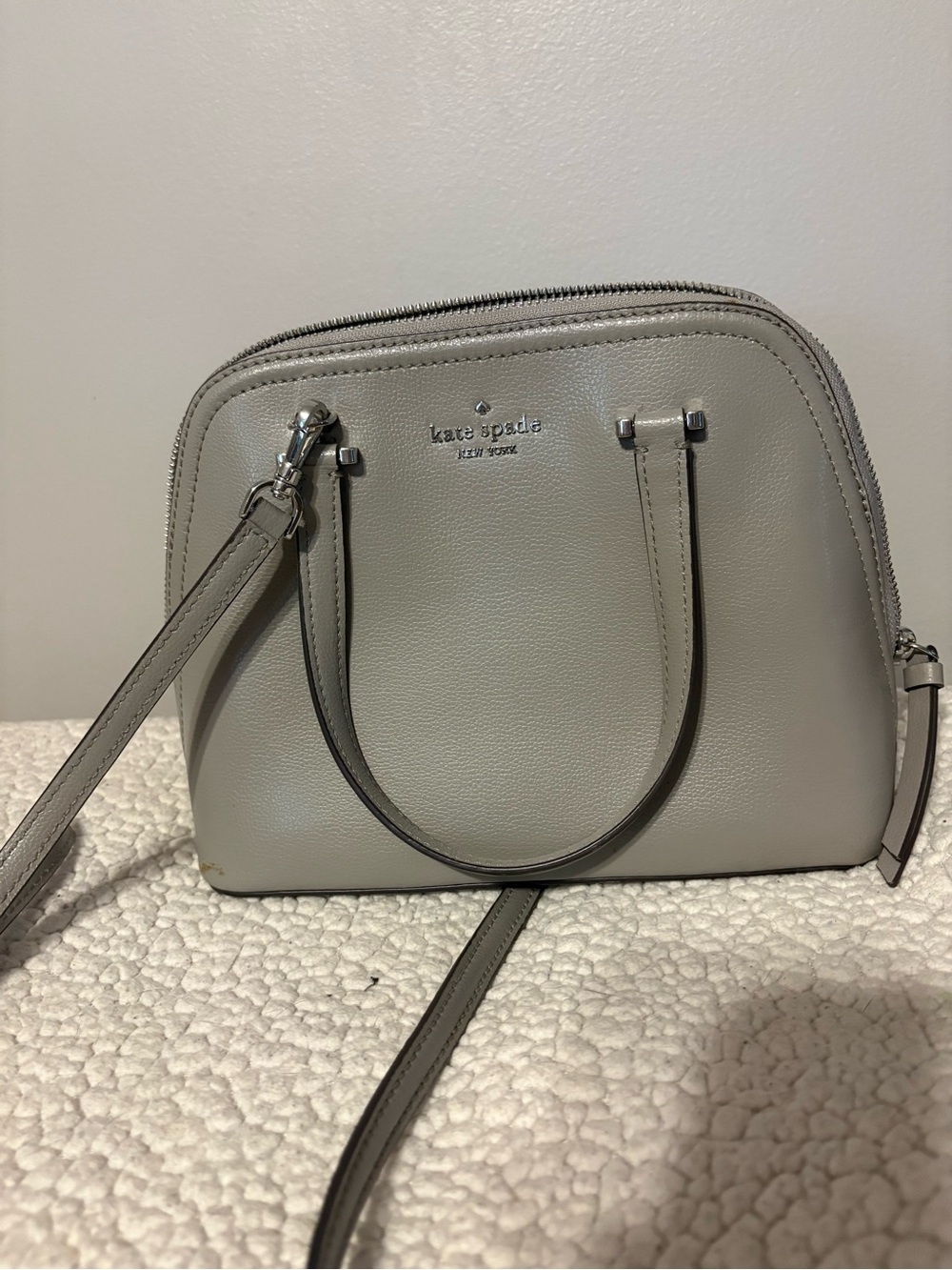 kate spade Light Gray Pebble Leather Dome Satchel